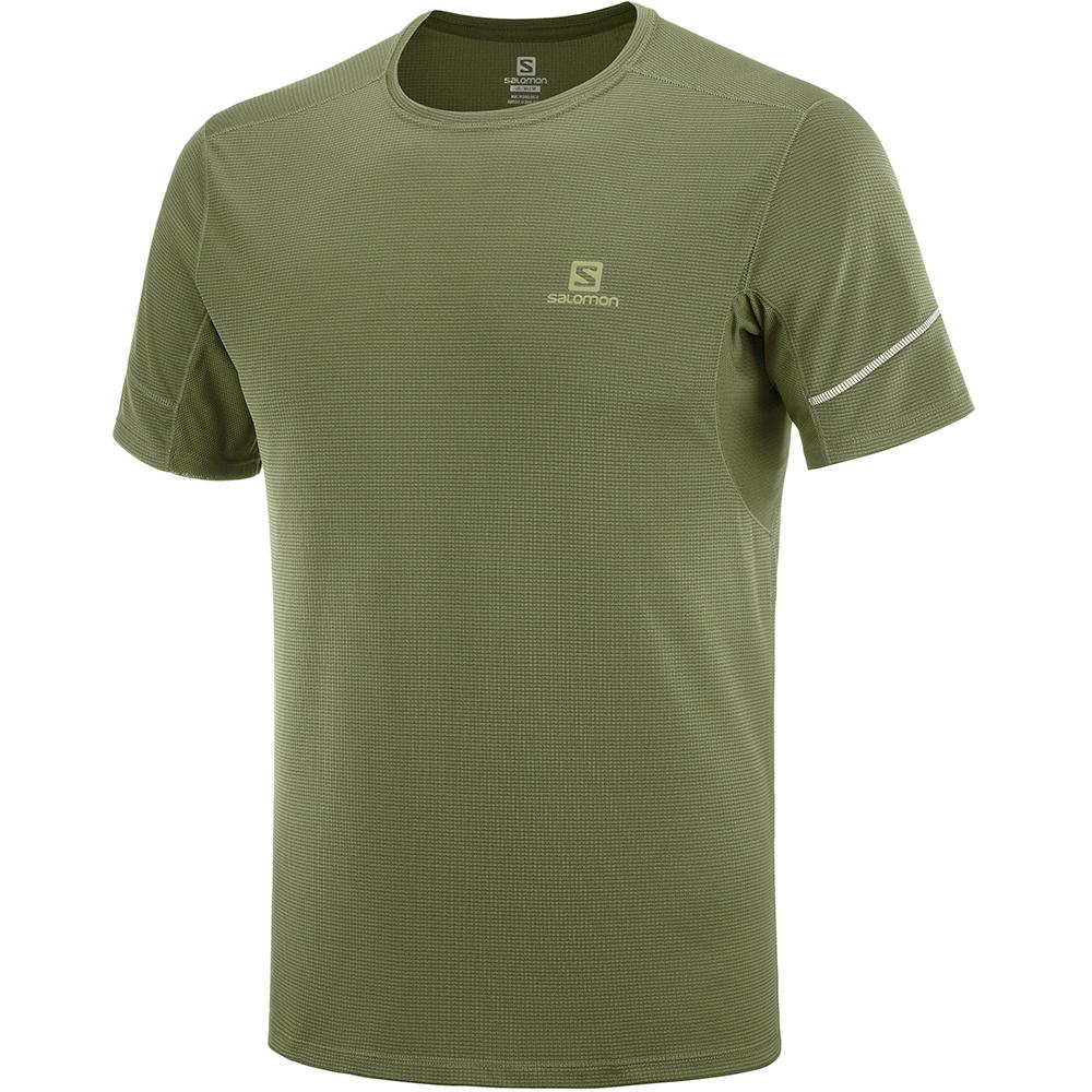 Salomon AGILE SS M Camisetas Hombre - Verde Oliva - Colombia (19567-ODNG)